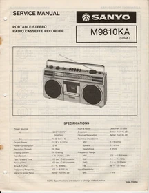 Sanyo Radio Cassette Recorde Service Manual - Choose Model