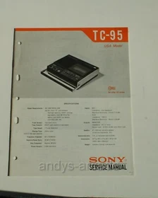 SONY original Service Manuals for TC Series Cassette and 8-track tape players