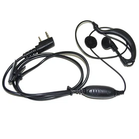 HQRP G Shape 2 Pin Earpiece Headset PTT Mic for Kenwood Series Radio Devices