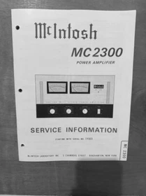 McIntosh MC250, MC754, MC2300 Power Amplifier Service & Owner's Manuals
