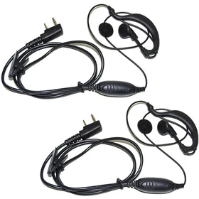 2-Pack HQRP G Shape 2 Pin Earpiece Headset PTT Mic for Kenwood Series Radio