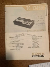 Original Sony Service Manual for TC Model Tape Players ~ Select One