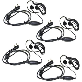4x HQRP G Shape 2 Pin Earpiece Headsets PTT Mic for Kenwood Series Radio Devices