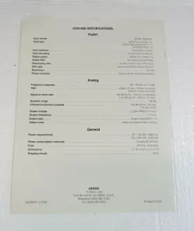 GDA-600 ADCOM Digital Analog Converter Owners Manual #3