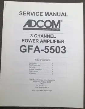 GFA-5503 ADCOM Amplifier Service Manual Photocopy
