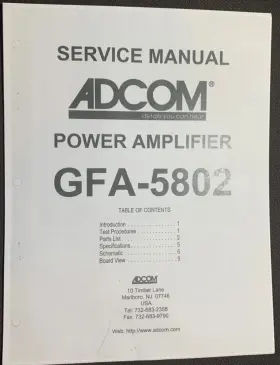 GFA-5802 ADCOM Amplifier Service Manual Photocopy