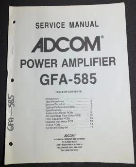 GFA-585 ADCOM Amplifier Service Manual