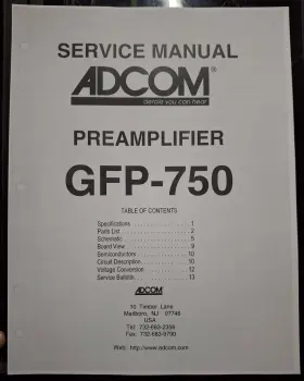 GFA-750 ADCOM Amplifier Service Manual Photocopy