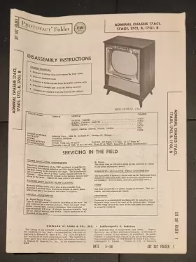 17AC1 ADMIRAL Chassis Tv Wire Schematic Service Manual