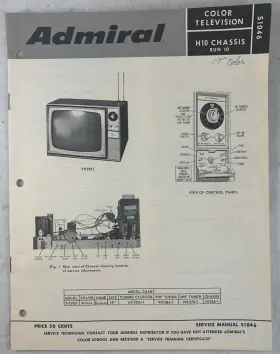 S1046 ADMIRAL Tv Television Service Manuals Chassis #2