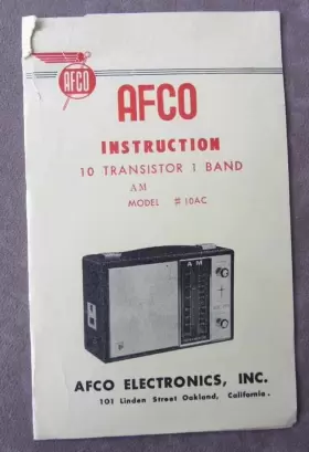 10AC AFCO Radio Transistor Am Instruction Booklet