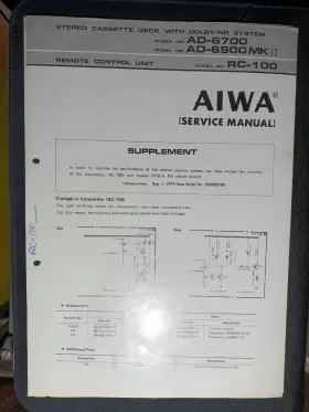 AD-6700 AIWA Stereo Cassette Deck Service Manual
