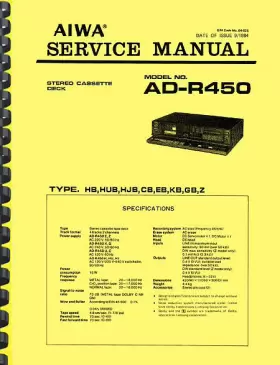 AD-R450 AIWA Stereo Cassette Deck Repair Service Manual