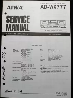 AD-WX777 AIWA Stereo Cassette Deck Service Manual
