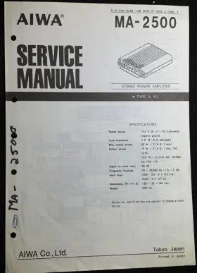 MA-2500 AIWA Power Amplifier Service Manual