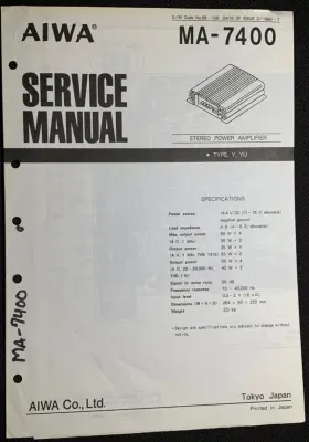 MA-7400 AIWA Power Amplifier Service Manual