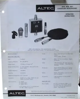 CP-472-2.5K ALTEC LANSING Microphone Operating Service Manual