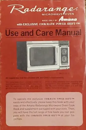 A32587-1 AMANA RADARANGE Microwave Oven Care Manual