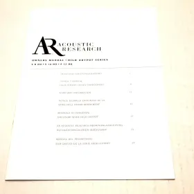 S12HO AR Acoustic Research High Subwoofer Owners Manual