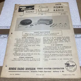 1959-FORD BENDIX Radio Service Manual Repair
