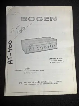 AT-400 BOGEN Amp Owners Manual Photocopy