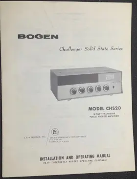 CHS20 BOGEN Pa Amplifier Owners Manual
