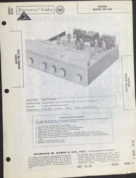 DB230 BOGEN Amplifier Owners Service Manual Sams Photofact
