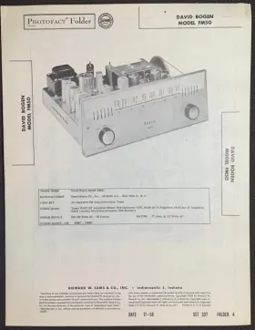 FM50 BOGEN Tuner Owners Service Manual Sams Photofact