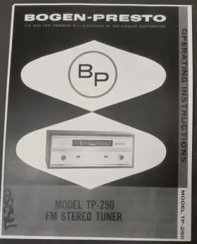 TP-250 BOGEN Tuner Owners Service Manual Photocopy