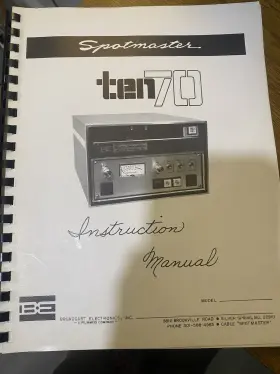 TEN70 BROADCAST ELECTRONICS INC Spot Master Instruction