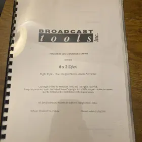 8X2D-EV BROADCAST TOOLS INC Operation Manual Dual Switch