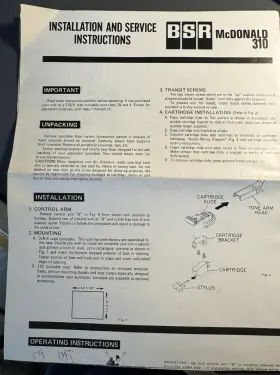10738-A BSR Mcdonald Record Player Turntable Service Manual
