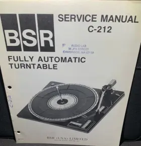 C-212 BSR Turntable Service Manual