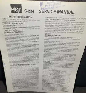 C-234 BSR Turntable Service Manual
