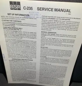 C-236 BSR Turntable Service Manual