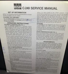 C-249 BSR Turntable Service Manual