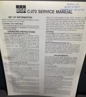 C-272 BSR Turntable Service Manual