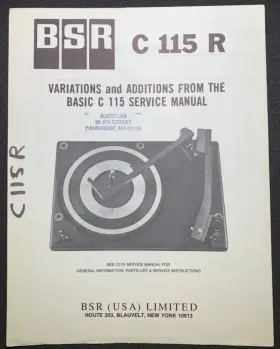 C115R BSR Turntable Record Changer Service Manual