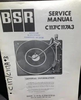 C117A3 BSR Turntable Record Changer Service Manual