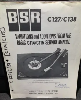 C127-C128 BSR Turntable Variations Service Manual