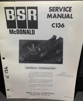 C136 BSR Turntable Service Manual