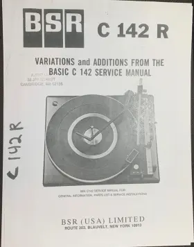 C142R BSR Turntable Service Manual Photocopy