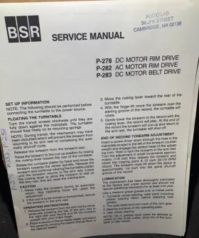 P-278 BSR Turntable Service Manual
