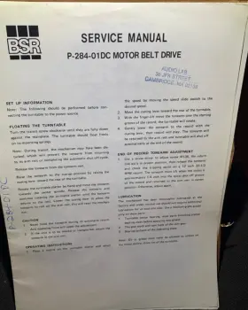 P284-01 BSR Turntable Service Manual