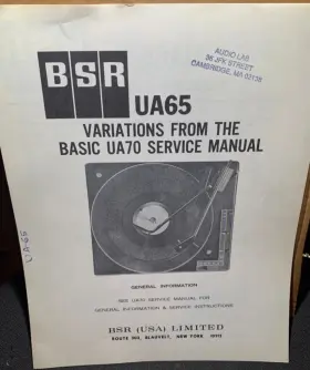 UA-65 BSR Turntable Service Manual