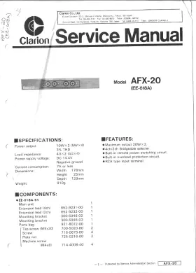 AFX-20 CLARION Bridgeable Power Amplifier Service Manual