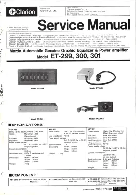 ET-299 CLARION Mazda Graphic Equalizer Powerservice Manual