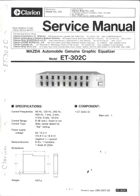 ET-302C CLARION Mazda Graphic Equalizer Service Manual