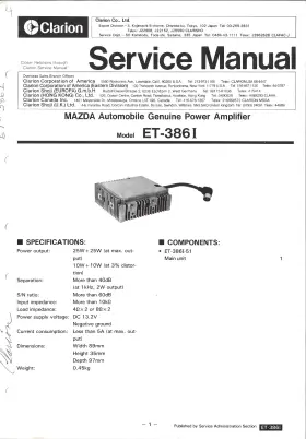 ET-386I CLARION Mazda Auto Power Amplifier Service Manual