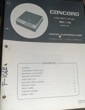 F-106E CONCORD Tape Recorder Service Manual